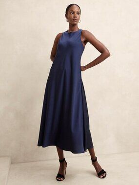 NWT Banana Republic Factory Sleeveless Silky Crepe Midi Dress